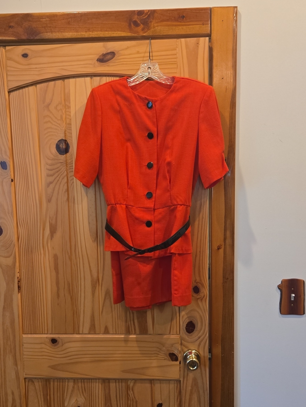 Vintage 80s 90s Bright Red Peplum Skirt Suit Set | Lady Blair Boutique
